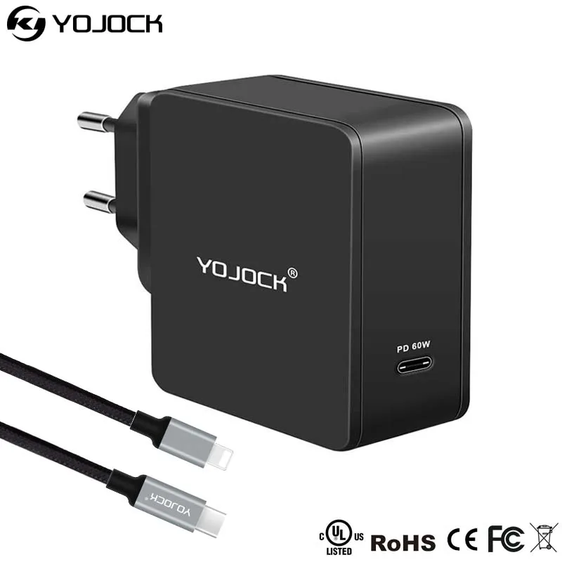 YOJOCK 60W USB Type C Charger Power Delivery Wall Charger Adapter for