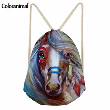Coloranimal лошадь картина принт Для женщин Для мужчин шнурок мешок баскетбол строка рюкзак подросток для девочек и мальчиков Повседневное мешок для хранения Pack