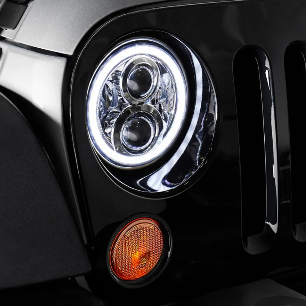  For Hummer H1 H2 Led Headlight 60w 7 Inch LED Headlights High Low Beam Angel Eye DRL Amber Turn Sig - 32818555221