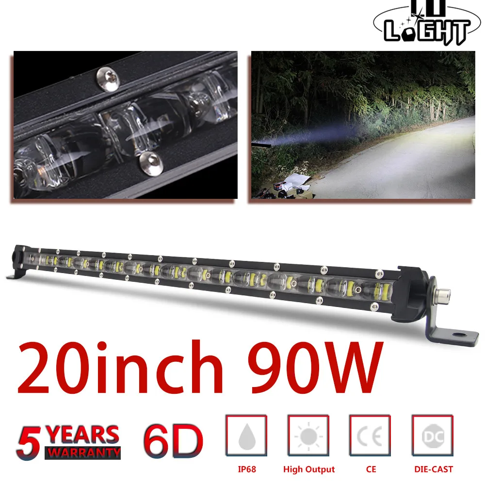 

CO LIGHT 6D 20" 90W LED Light Bar Single Row Combo Offroad Led Work Light Bar 12V for Pickup 4x4 SUV ATV Car Auto Led Bar Light
