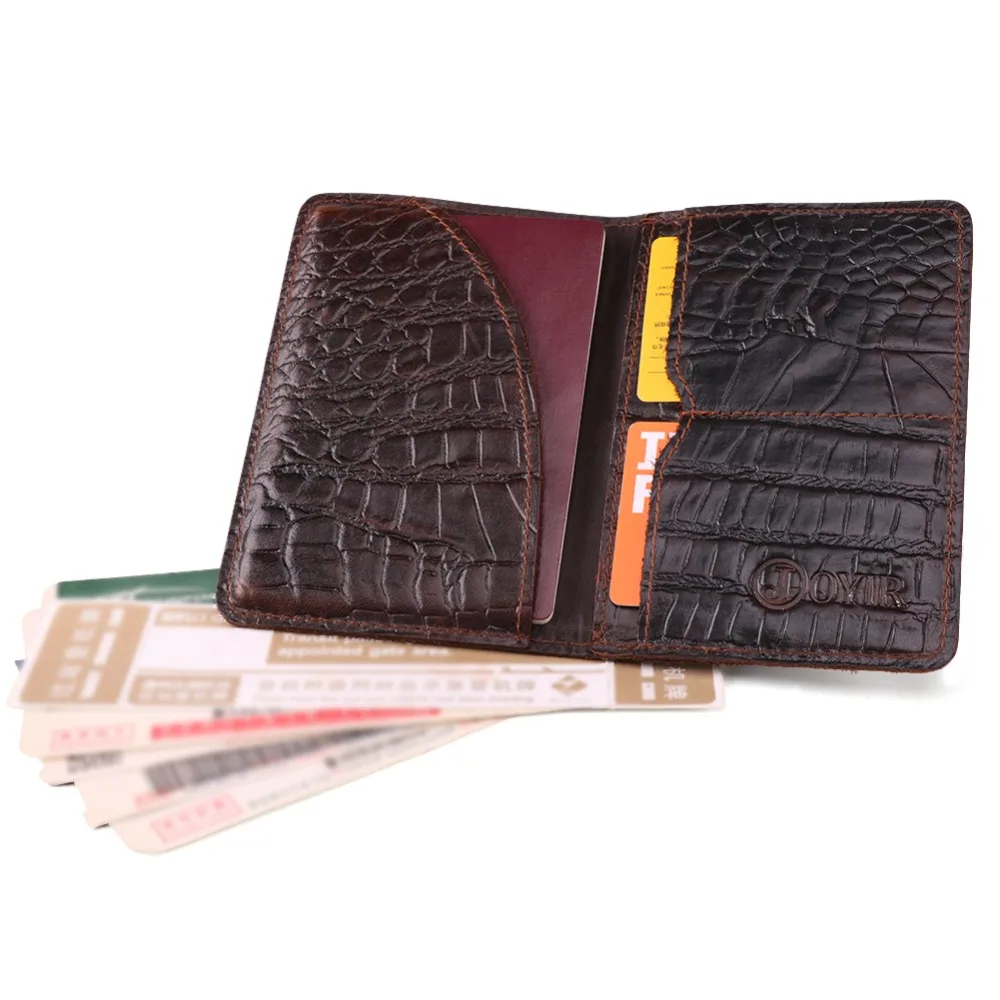 JOYIR RFID держатели для паспорта с крокодиловым узором из натуральной кожи дорожные
