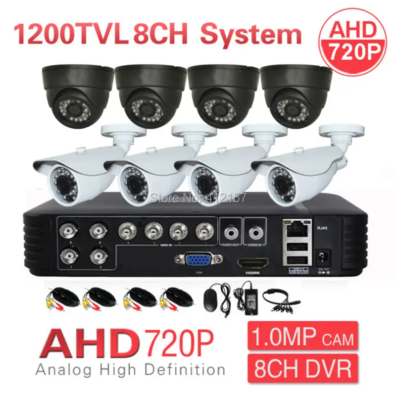 CCTV дома 8-КАНАЛЬНЫЙ 1080 P 3-В-1 DVR HVR NVR AHD 720 1200TVL Камеры Системы безопасности ИК P2P PC Phone