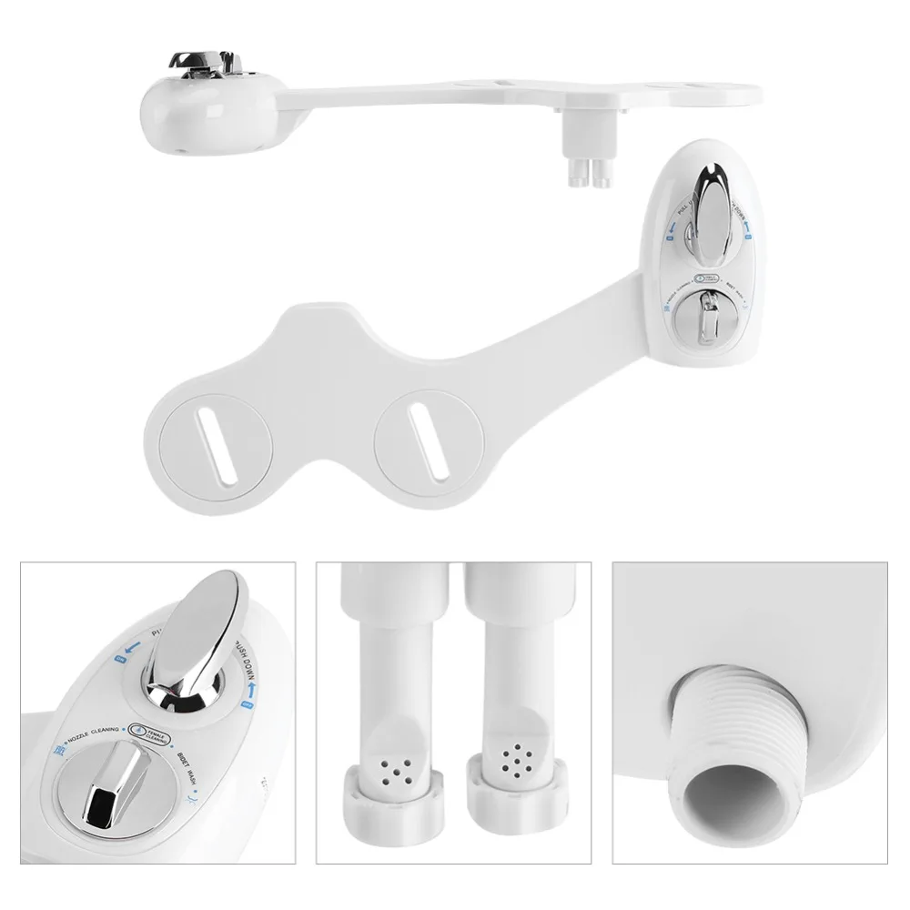 Dual Nozzle Cold Water Spray Non-Electric Adjustable Mechanical Bidet Toilet Seat Attachment Self-Cleaning Fresh Water Bidet Hot