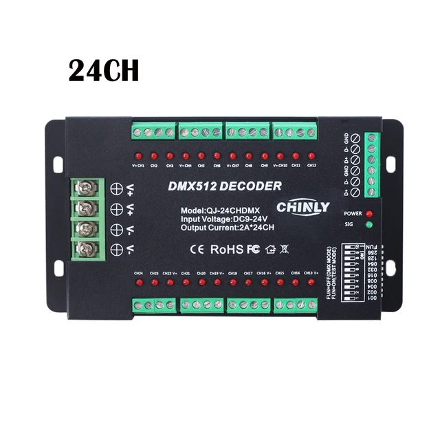 Dimmer LED Bus DMX512 - 12V/24V, 10A, Commande Locale Ou DMX - Pour éclairage LED Professionnel, Réglage D'intensité