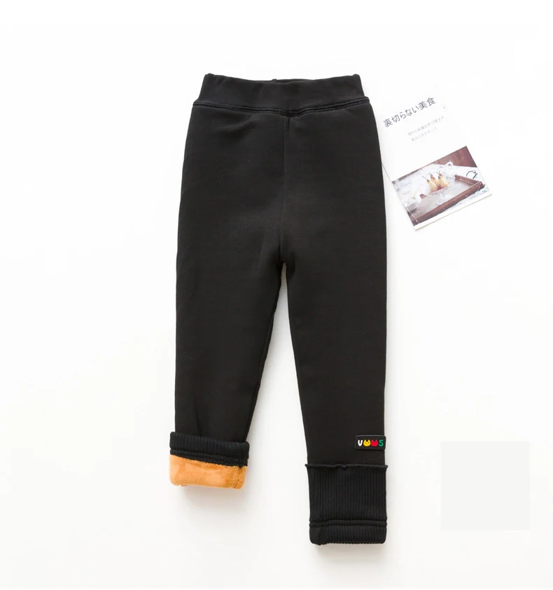 BibiCola/детские штаны утепленные бархатные леггинсы для маленьких девочек новые модные теплые штаны на осень и зиму для детей 0-7 лет - Цвет: Черный