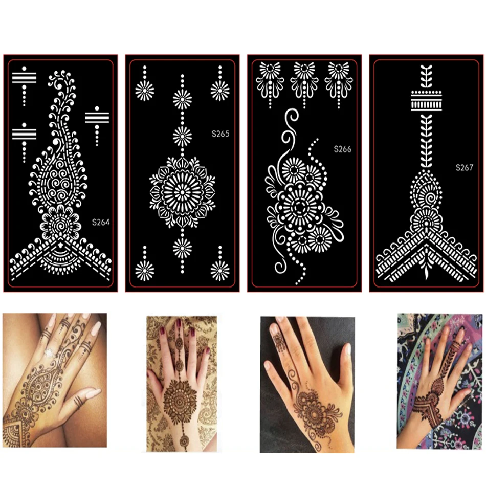 10 шт. индийские искусственные татуировки с искусственной хной|tattoo shader|stencil art for