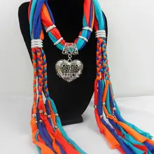 12 шт 2013 Горячие oragne и синие девушки шарф ювелирные изделия кулон ожерелье Женские мягкие шарфы ювелирные изделия Смешанный Дизайн Быстрая