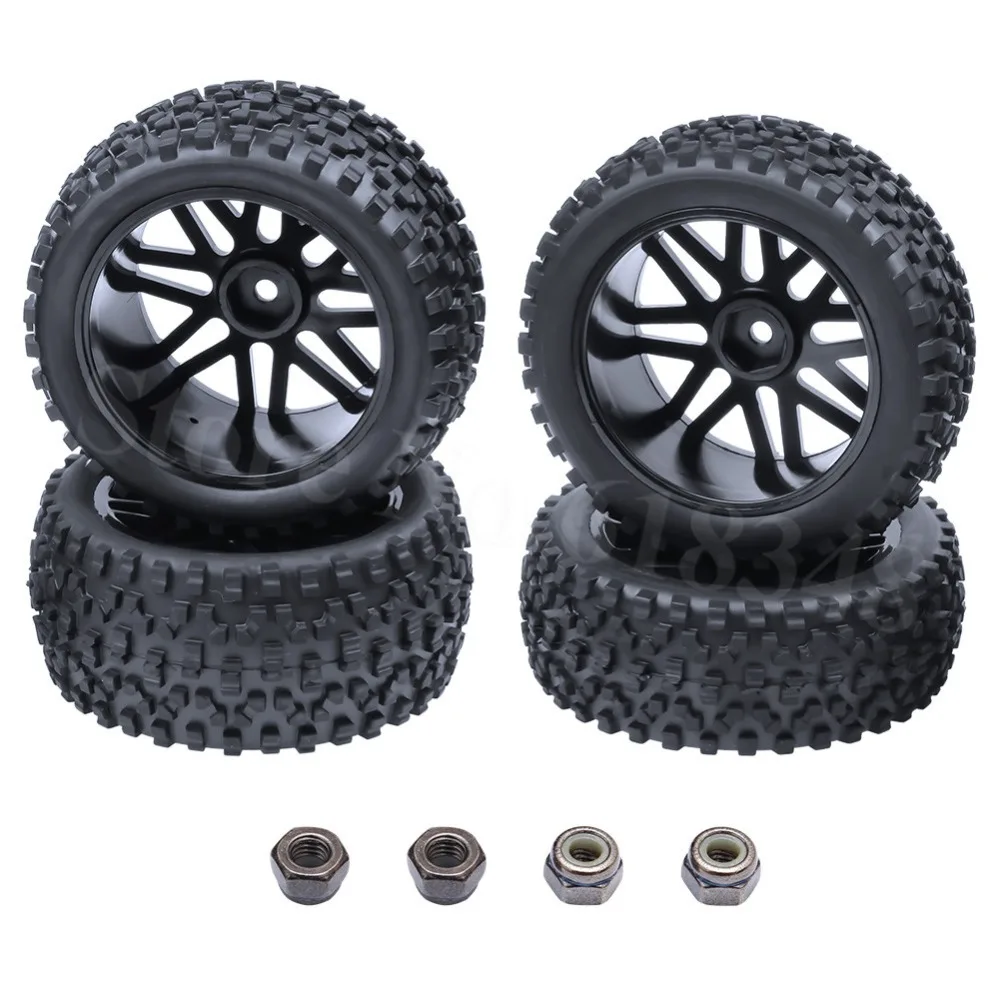

4Pcs Rubber 1/10 Buggy Tires Front / Rear Insert Sponge & Wheel Hex 12mm For RC 1/10 Buggy Warhead Model Car 2WD 4WD