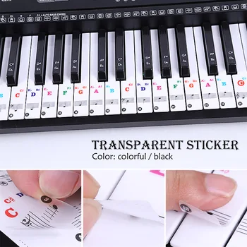 

Professional Transparent Piano Keyboard Sticker 88/61/54/49 Key Electronic Keyboard Key Piano Stave Note Sticker for White Keys