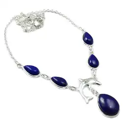 Ожерелье Genunie Lapis Lazuri из стерлингового серебра 925 пробы, 46 см, MHBNE0139