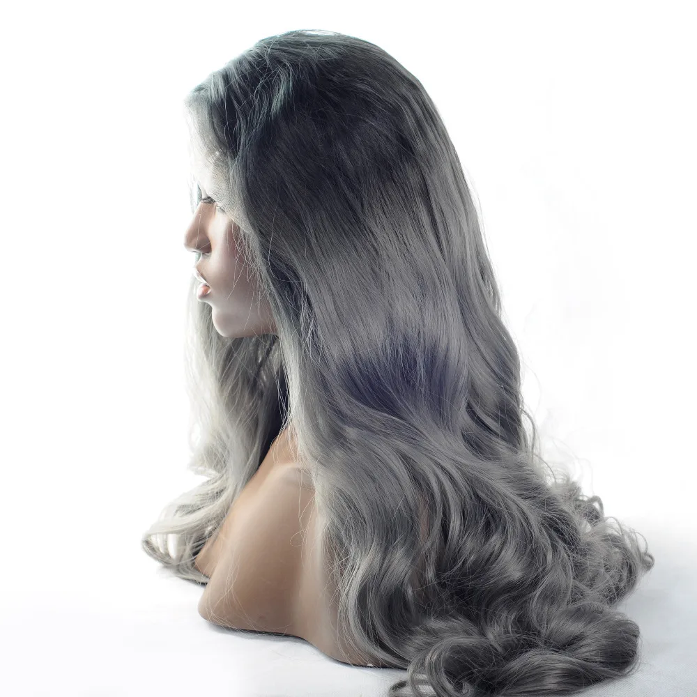 VNICE Ombre темно-серый объемная волна Синтетический Синтетические волосы на кружеве парик натуральный черный серый двухцветный жаропрочных волос парики для для женщин