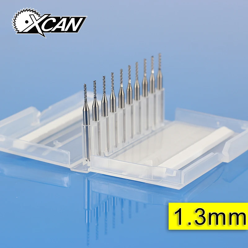 

XCAN 10pcs CNC end milling cutter 1.3/1.4/1.5 carbide pcb drill bits end mills for CNC router