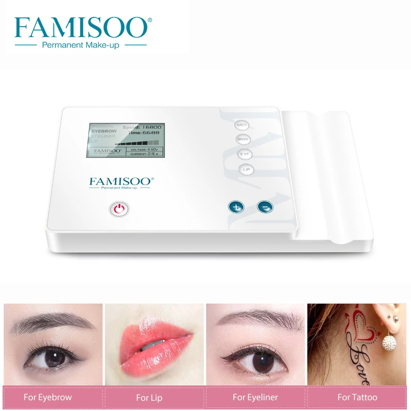 

FAMISOO Digital N6 Tattoo Makeup Machine Microblading Eyebrow/Eyeliner/Lip Tatoo Rotary Machine Gun Speed Control Panel