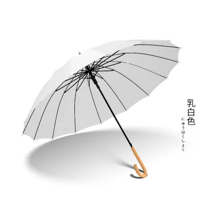 Креативный зонт, прямой стержень, автоматический зонт, женский, Sen, Ретро стиль, изогнутая ручка, длинная ручка, зонт, большой, двойной, от дождя и дождя - Цвет: wan bai