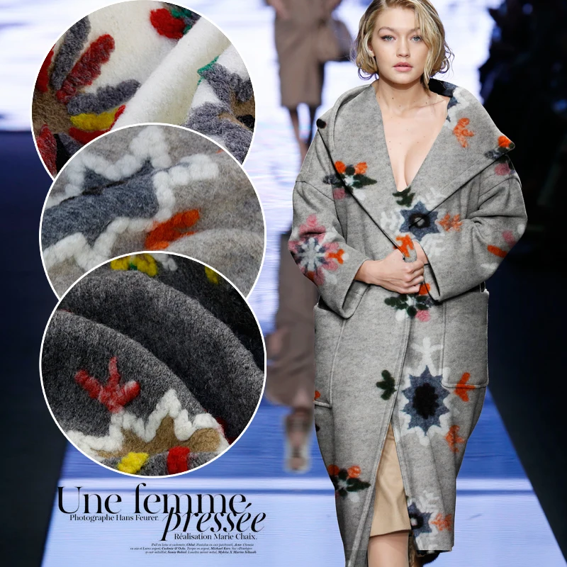 

2019 Tissus Tissus Au Metre And The Imports Of Stereoscopic Snowflakes Cloth Cashmere Wool Woolen Coat Products Sale Fabrics