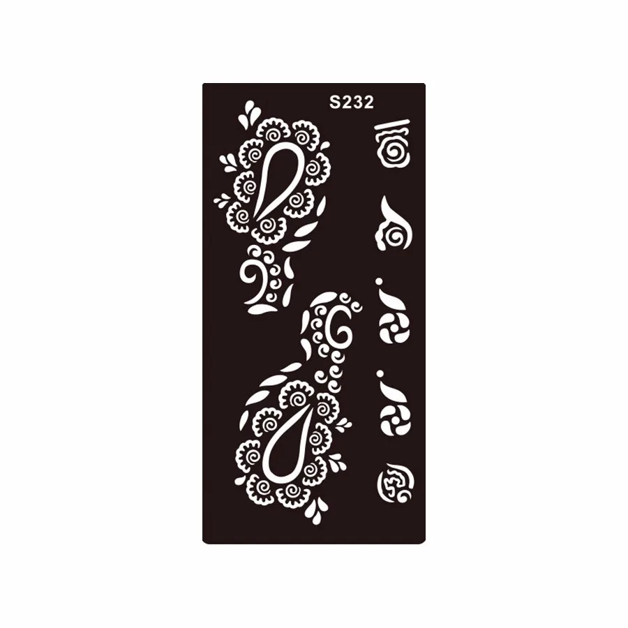6 Pieces Indian Henna Tattoo Stencil Hollow Black Drawing Women Body Art Ink Infinity Flower Wave Classic Tattoo Stencil S200#06 (7)