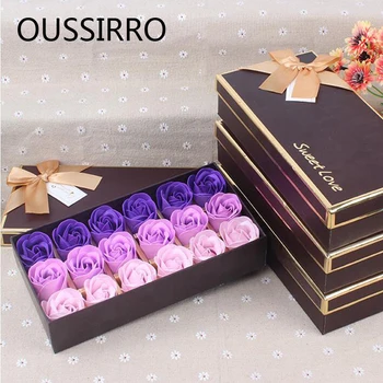

18Pcs/Pack Rose Flower Soap Fragrance Gift - Romantic Wedding Party Decoration Valentine's Day Gift-Beautiful Packaging Box Gift