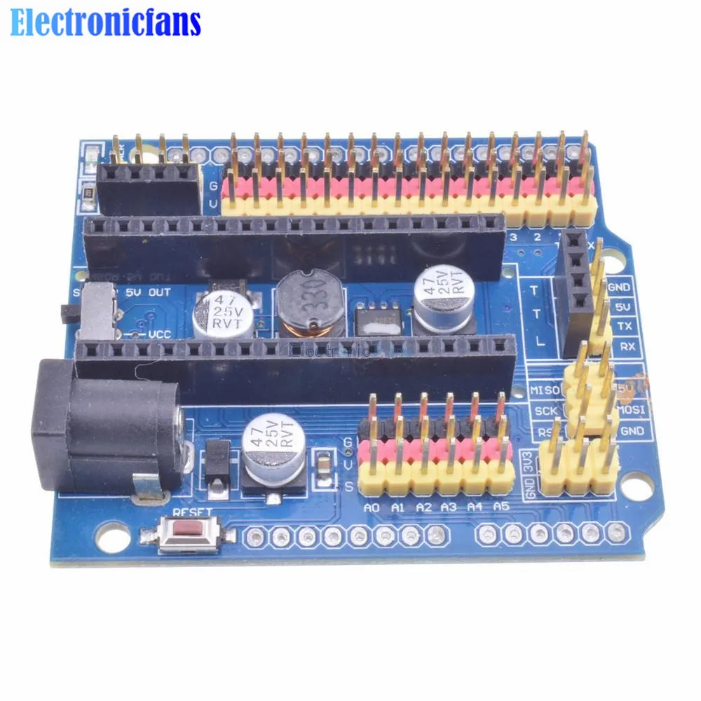 

diymore Standard Nano V3.0 I/O Expansion Board Micro Sensor Shield 5V Board Module For Arduino UNO R3 for Leonardo