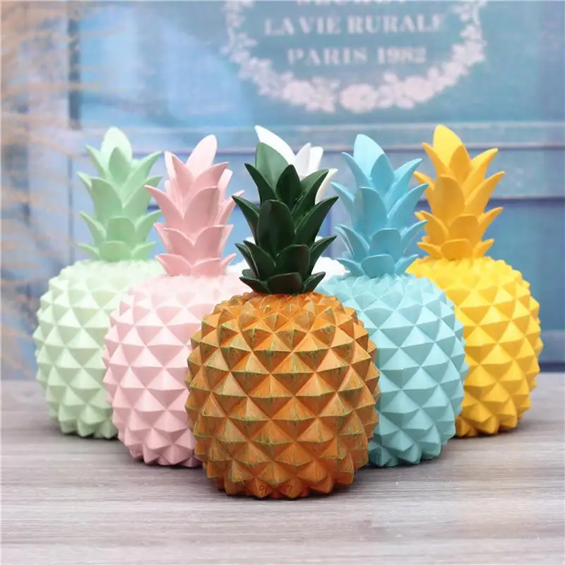 

Lake Blue White Piggy Bank Pineapple Ornaments Ceramics Zakka Home Living Gold-plating Pineapple Home Decoration Table