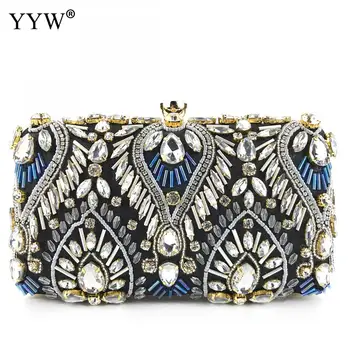 

Women Evening Clutch Wedding Party Shiny Handbag With Rhinstone Bridal Crossbody Shoulder Bag With Gold Chain 2019 Bolso Mujer
