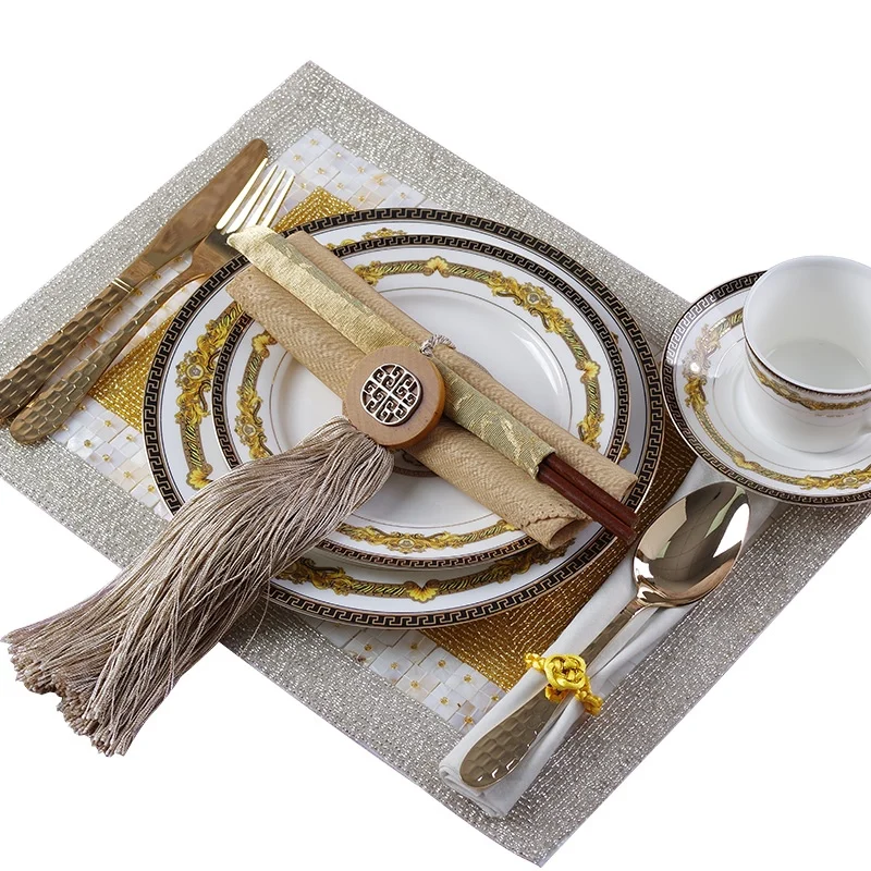 

European Style Luxury Dishes Bone China Ceramic Flat Steak Dinner Plates Tableware Plate Western Clubhouse Upscale Tableware