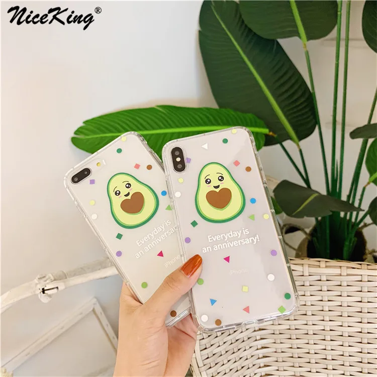 

Niceking Avocado Phone Case For iPhone 7 Plus For iPhone XR X XS Max 6 s Transparent Soft TPU Cover For iPhone 8 6 6S Plus Case