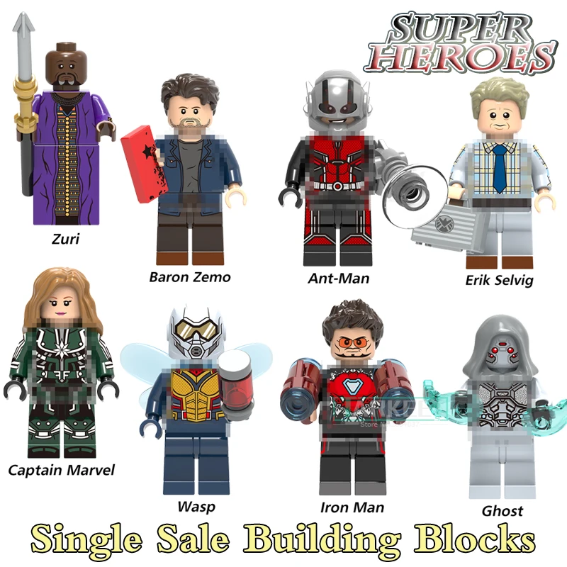 

Single Sale Building Blocks Super Heroes Figures Wasp Zuri Baron Zemo Ant-man Iron Man Captatin Marvel Bricks Toys for Children
