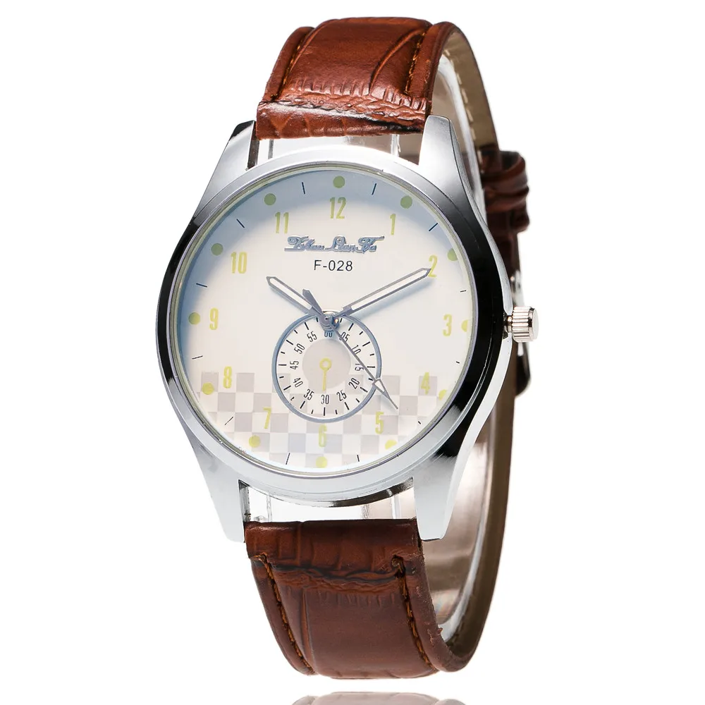 

Fashion men's leather watch #F-028 simple digital small seconds scale square seal dial quartz stainless steel sports watch a60