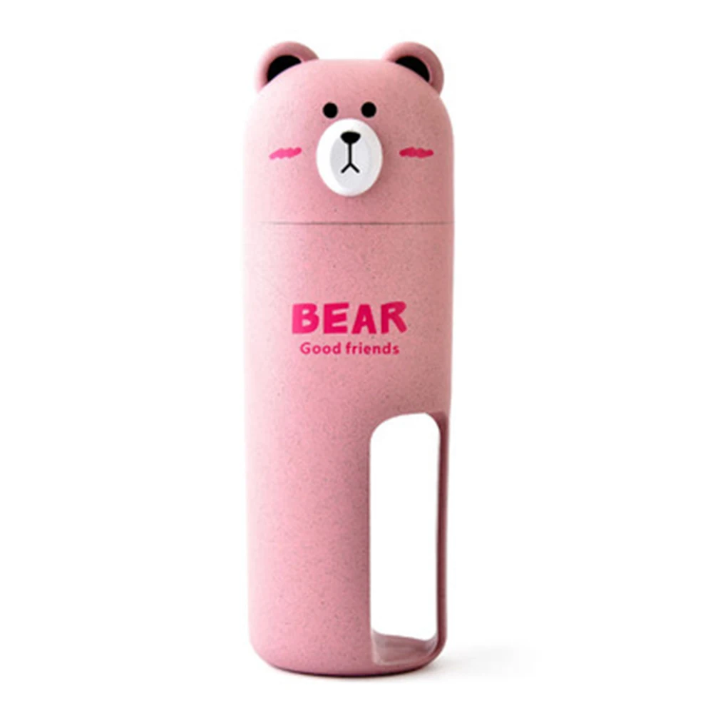 Новое прибытие креативный медведь шаблон воды Колба для зубной щетки держатель высокого качества подставка для зубной пасты чашки путешествия необходимо - Цвет: Розовый