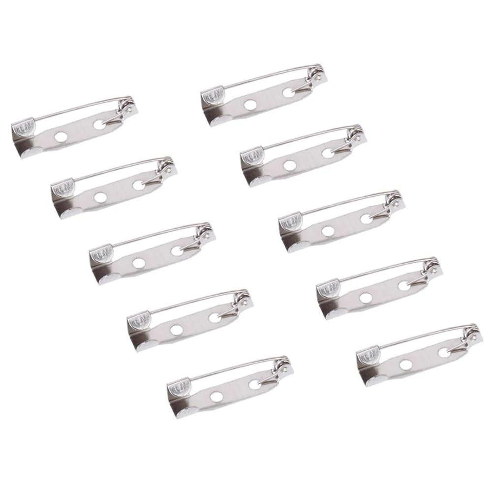 50pcs 20mm Stainless Steel Back Safety Catch Bar Pins Brooch(Silver