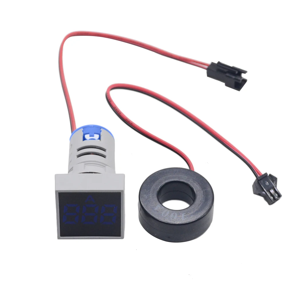 22 мм AC20-500V 0-100A цифровой светодиодный вольтметр измеритель напряжения индикатор пилотный светильник Амперметр тестер тока Датчик авто - Цвет: Blue Ammeter