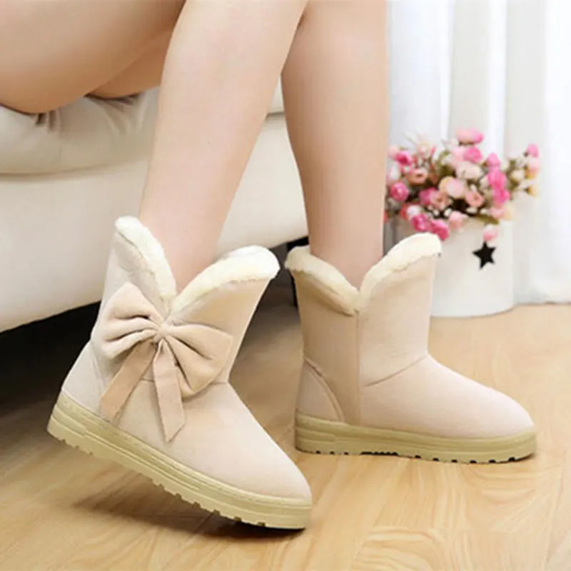 

Boots Women Casual Shoes Round Toe Snow Boots Female Flat with Shoes Plus Plush Keep Warm Women Shoes Winter 2018
