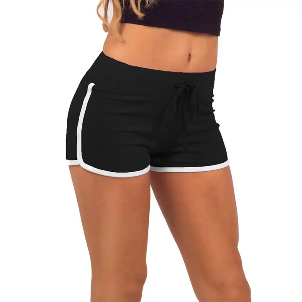 Fat Girl's Summer Solid Cotton Sports Shorts Yoga Large Size Hot Shorts Exercising Running Workout Gym Sport - Цвет: Black and white