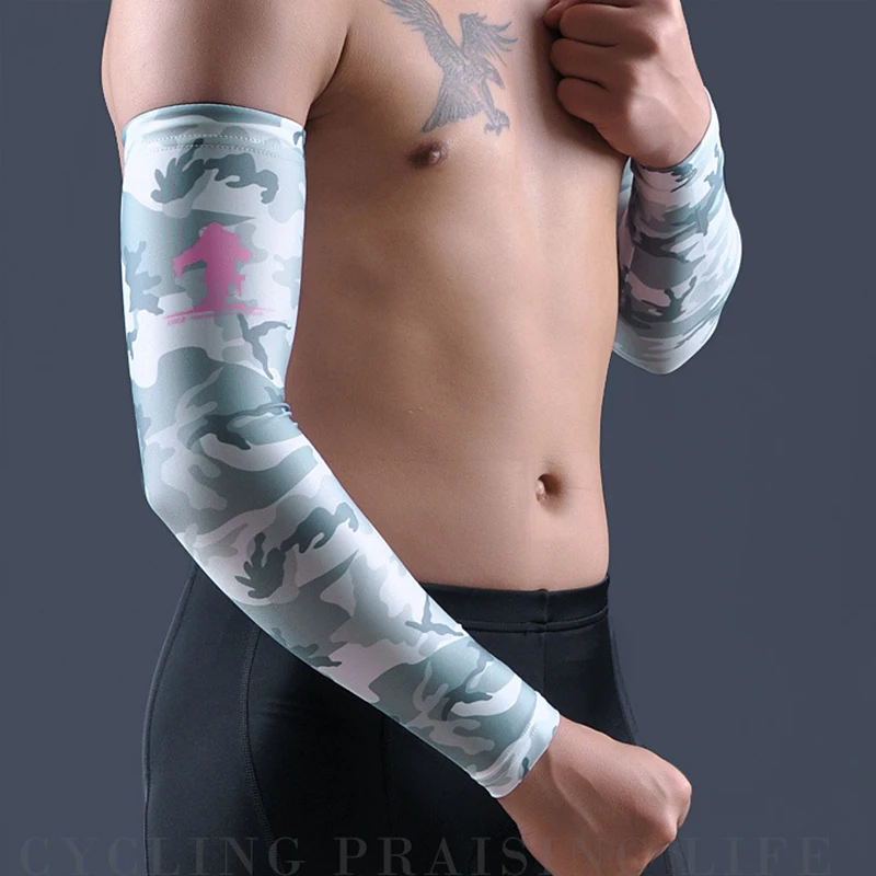 Camouflage gray arm sleeve riding cuff men arm warmers sunscreen arm sleeve wholesale cycling