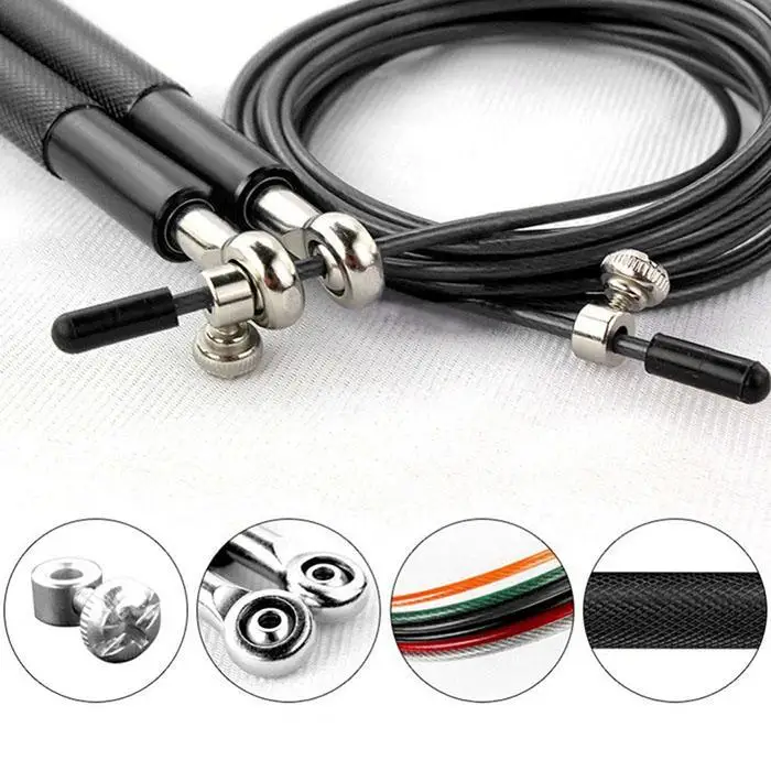 Durable Adjustable Bearing Skipping Rope Fitness Black, Orange, Green Aerobic Sport Training Exercise Tool