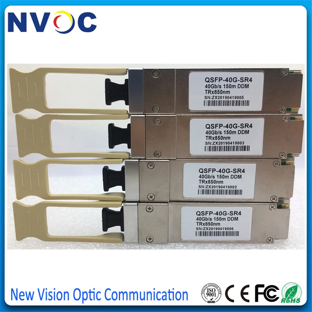 4 шт./лот 40G QSFP+ SR4 DDM OM3 300M модуль, совместимый с QSFP-40G-SR4 40GBASE-SR4 QSFP+ 850nm 300M оптический приемопередатчик
