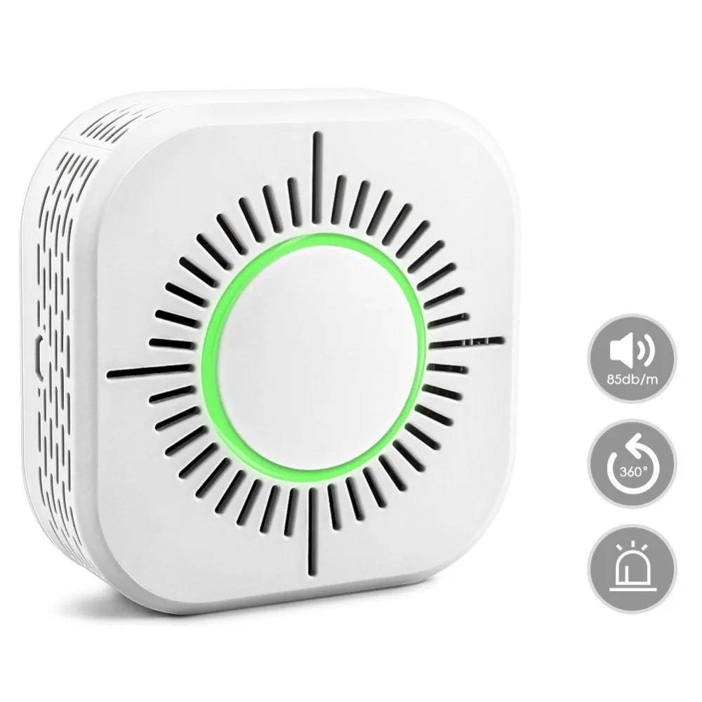 

Smoke Detector Wireless Fire Security Alarm Protection Alarm Sensor for Home Factory Security Alarm System 360 Degree Detector