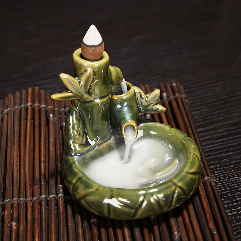 Bamboo Smoke Backflow Incense Burners Tower Incense Censer Base