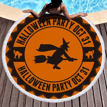 

Halloween Christmas consternation Round Beach Towel Floral Tassel Tapestry pumpkin Yoga Mat Stylish Toalla Blanket T281