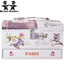 Wenjie brother high heeded сова цветок дизайн макияж коробка макияж чехол Красота чехол косметичка многоярусная Блокируемая коробка для ювелирных изделий