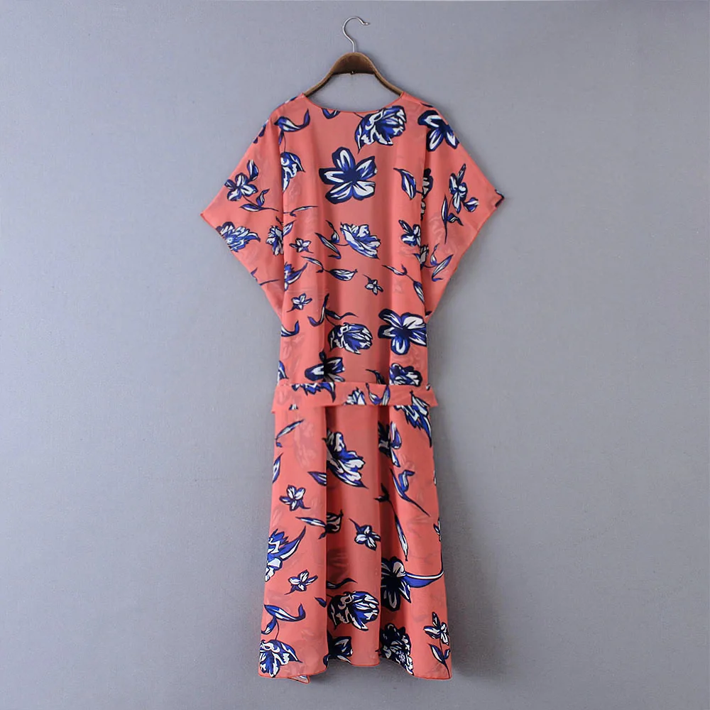 Blusas femininas elegante 2019 женское цветочное кимоно рукав три четверти шаль с принтом