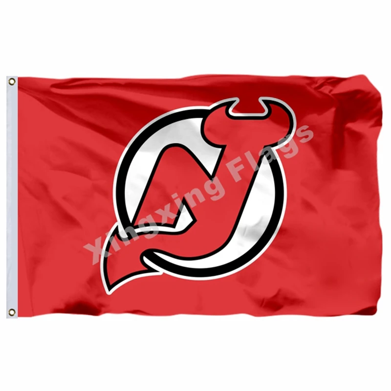 Трикотаж Devils большой логотип флаг 3ft x 5ft полиэстер НХЛ баннер Нью трикотаж