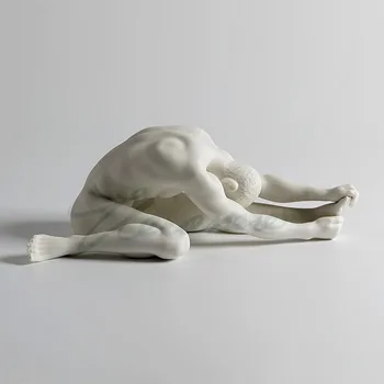 

Simple Abstract Ceramics Handicraft Body Art Home Decor Nude Male Yoga Gymnastics Room Desk Statue Interior Showpiece Figurine