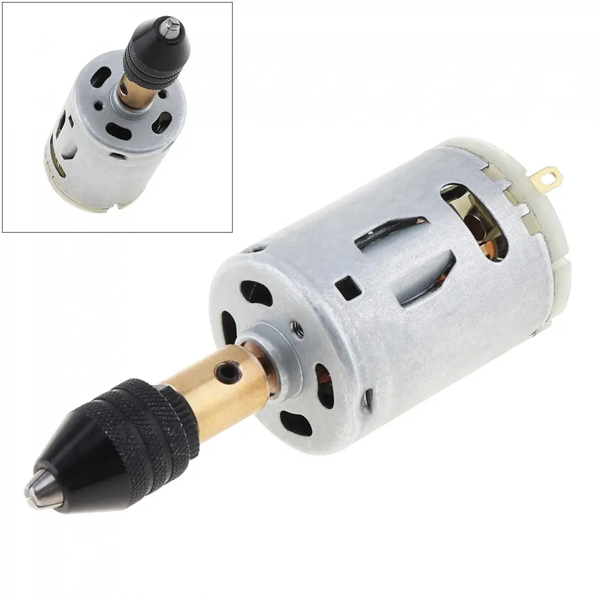 DC 12-24V 385 Motor Hand Drill with Multifunction Three-jaw Chuck and Wrench for PCB Wood Plastic Cardboard Hole Saw