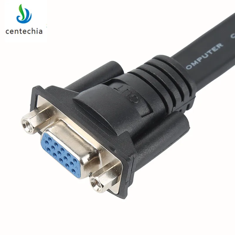 Centechia Новый 24 см HDMI штекер к VGA Famale видео конвертер адаптер плоский кабель + 3 5 мм