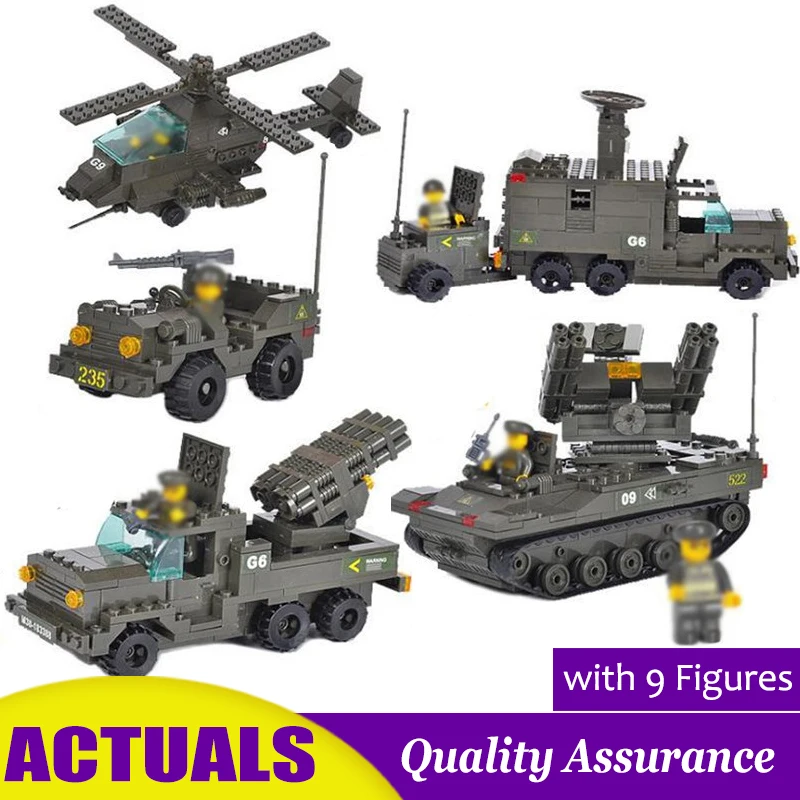 

Army Troop Sluban 7000 Compatible legoed Technic Air Defense Artillery Building Blocks Tank Helicopter Car Plane Bricks Toys Set
