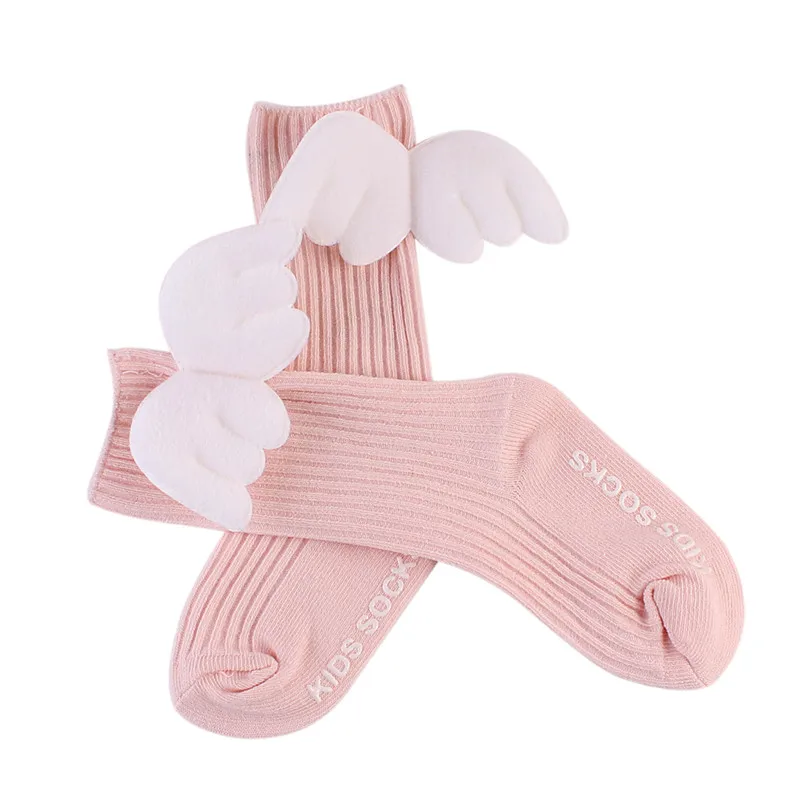 Baby Girls Princess Angel Wings Soft Cotton Lace Socks Kids Long Knee High Leg Warmers 0-4 Years Newborn Infant Baby Socks G0373