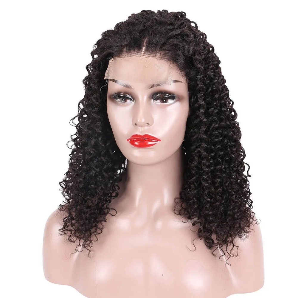 Beauty On Line U Part Wig Malaysian Kinky Curly Wig Remy 4*4 Lace Front Human Hair Wig Half