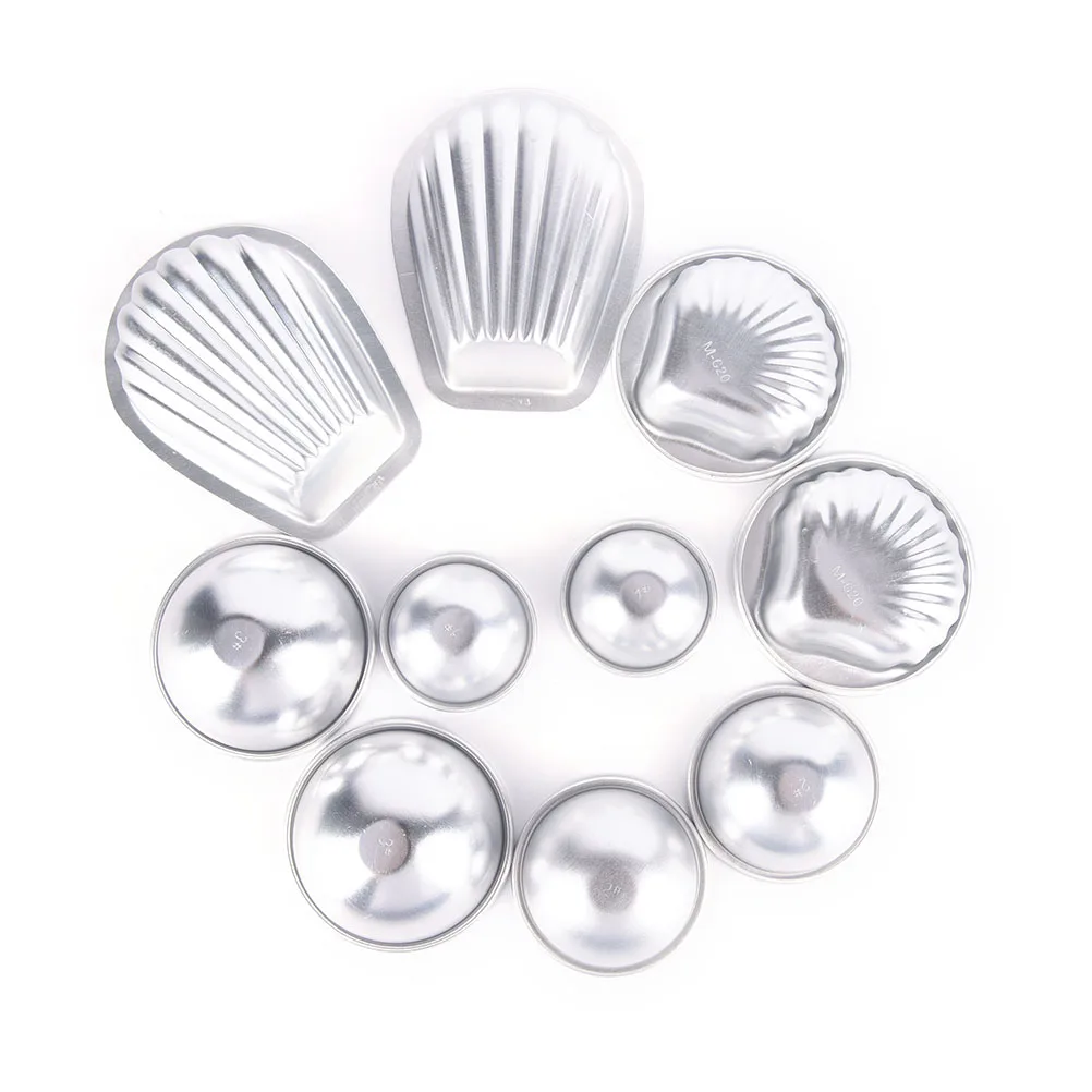 

10Pcs/5Sets Bath Silver Color Aluminum 3D Scallop Shell Ball Bath Bomb Mold Ball Sphere Bath Bomb Mold For Women Girls