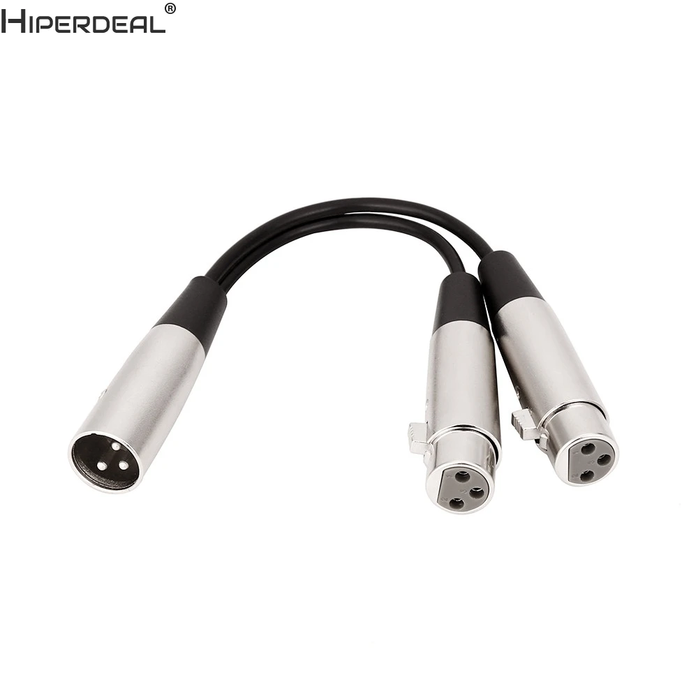 

HIPERDEAL 3Pin XLR MALE to dual 2 FEMALE jack Y SPLITTER mic microphone cable cord Oct27 HW